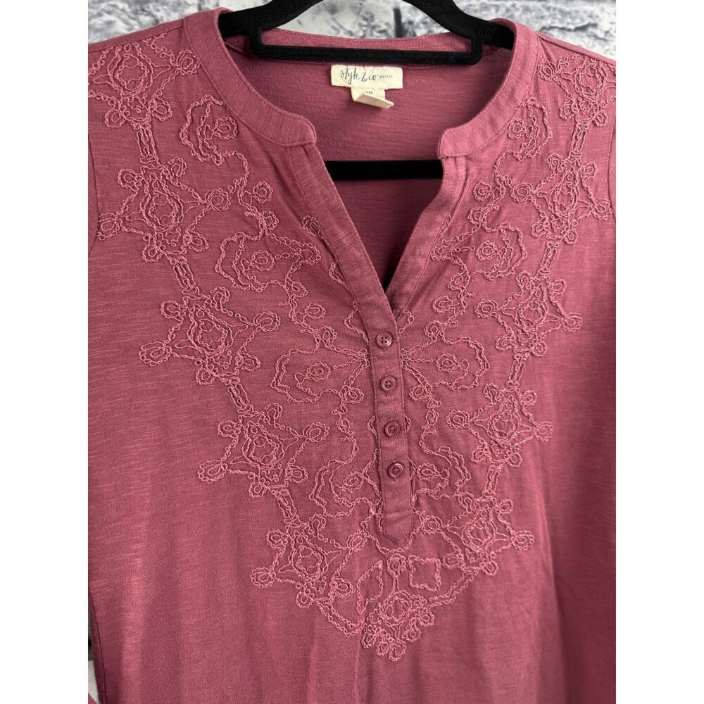 Style & Co. Raspberry Embroidered Shirt - Picture 2 of 10